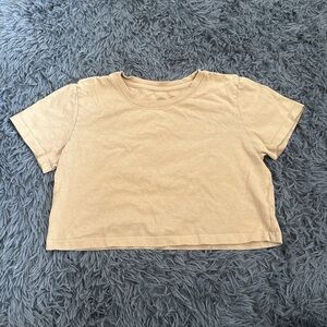tan cropped tee